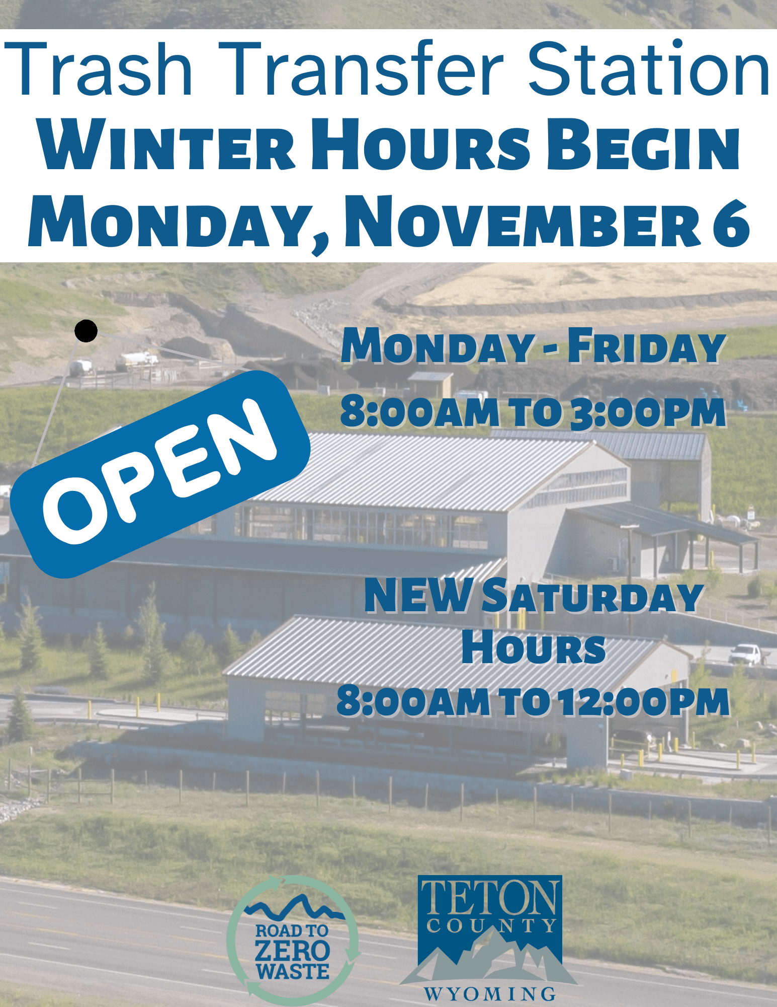 Trash Transfer Winter Hours  2023