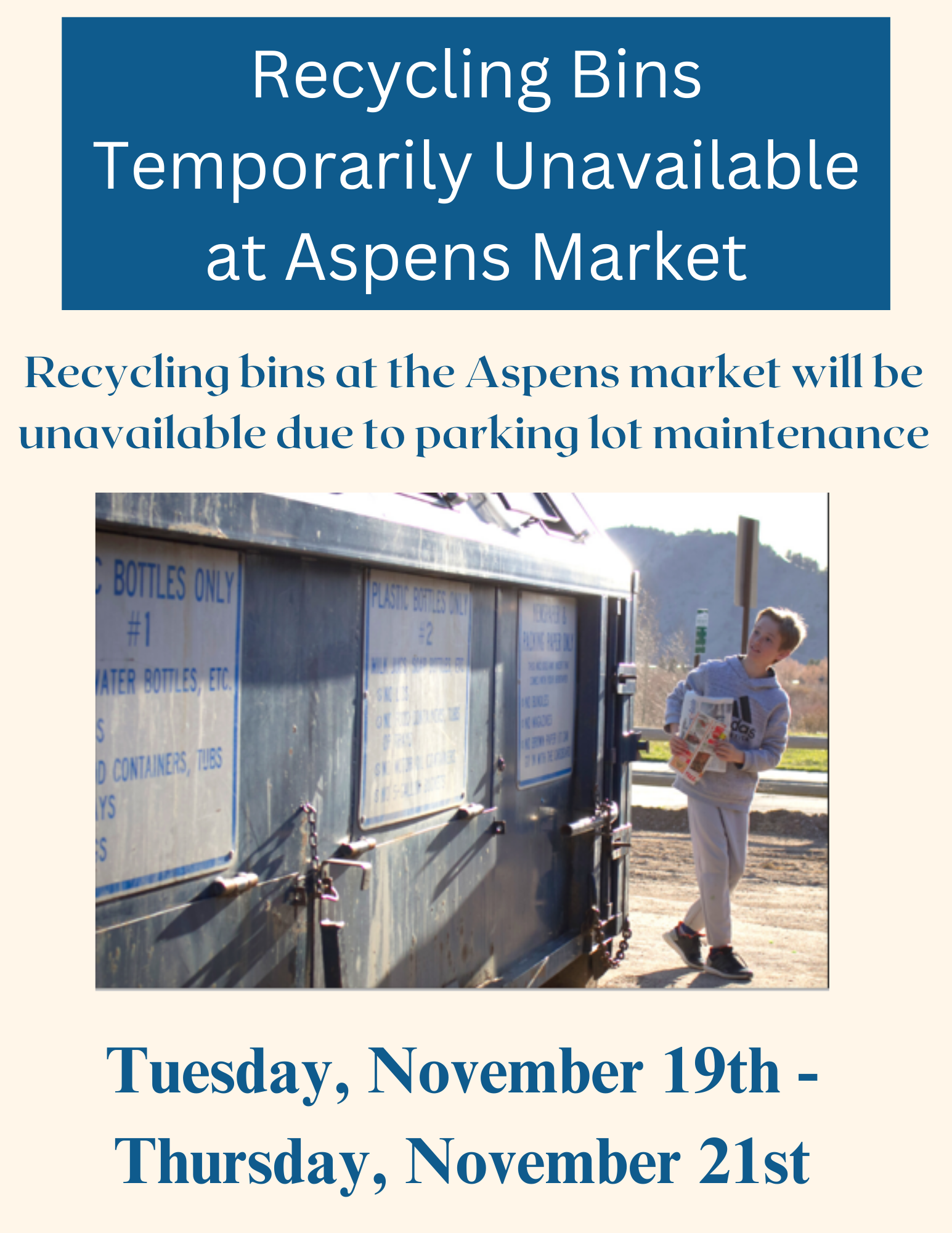 Aspens Market Recycling Bins Photo